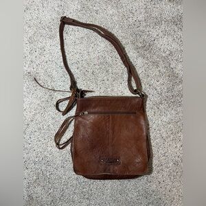 Vintage LUCKY BRAND Distressed Leather Abbey Road Crossbody Bag Shoulder Purse